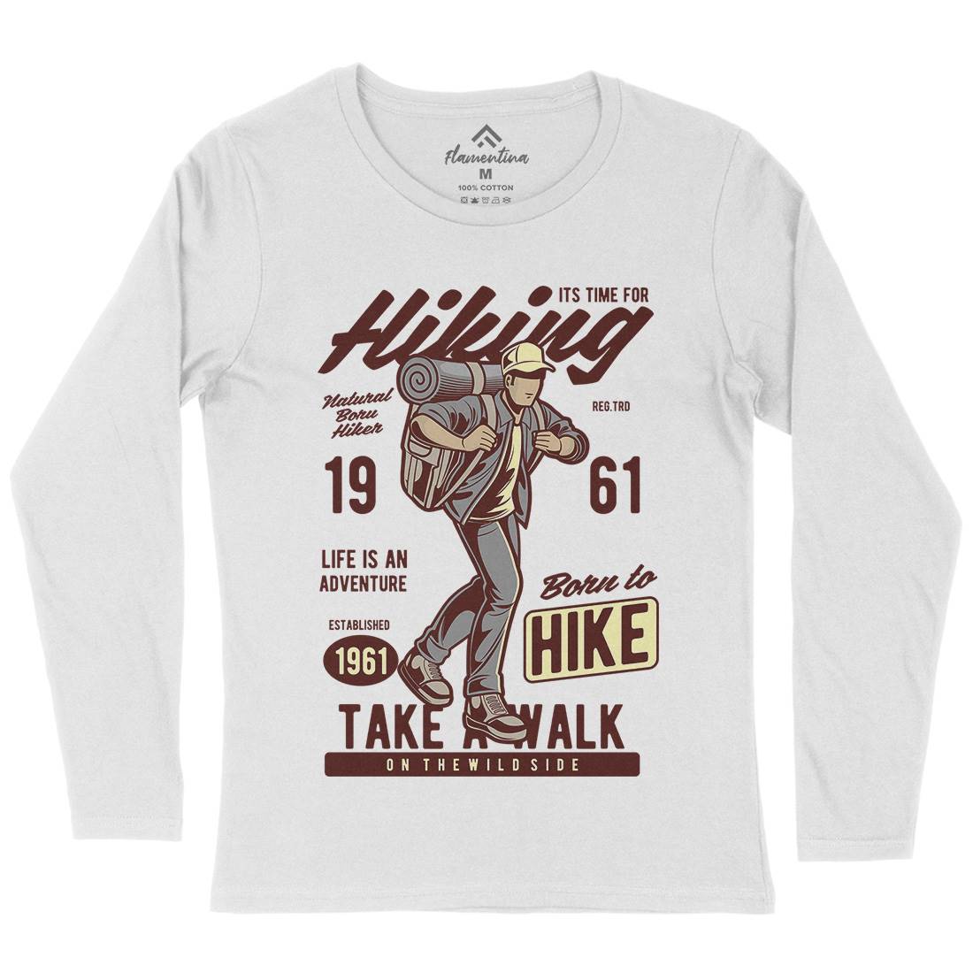 Its Time For Hiking Womens Long Sleeve T-Shirt Nature C382