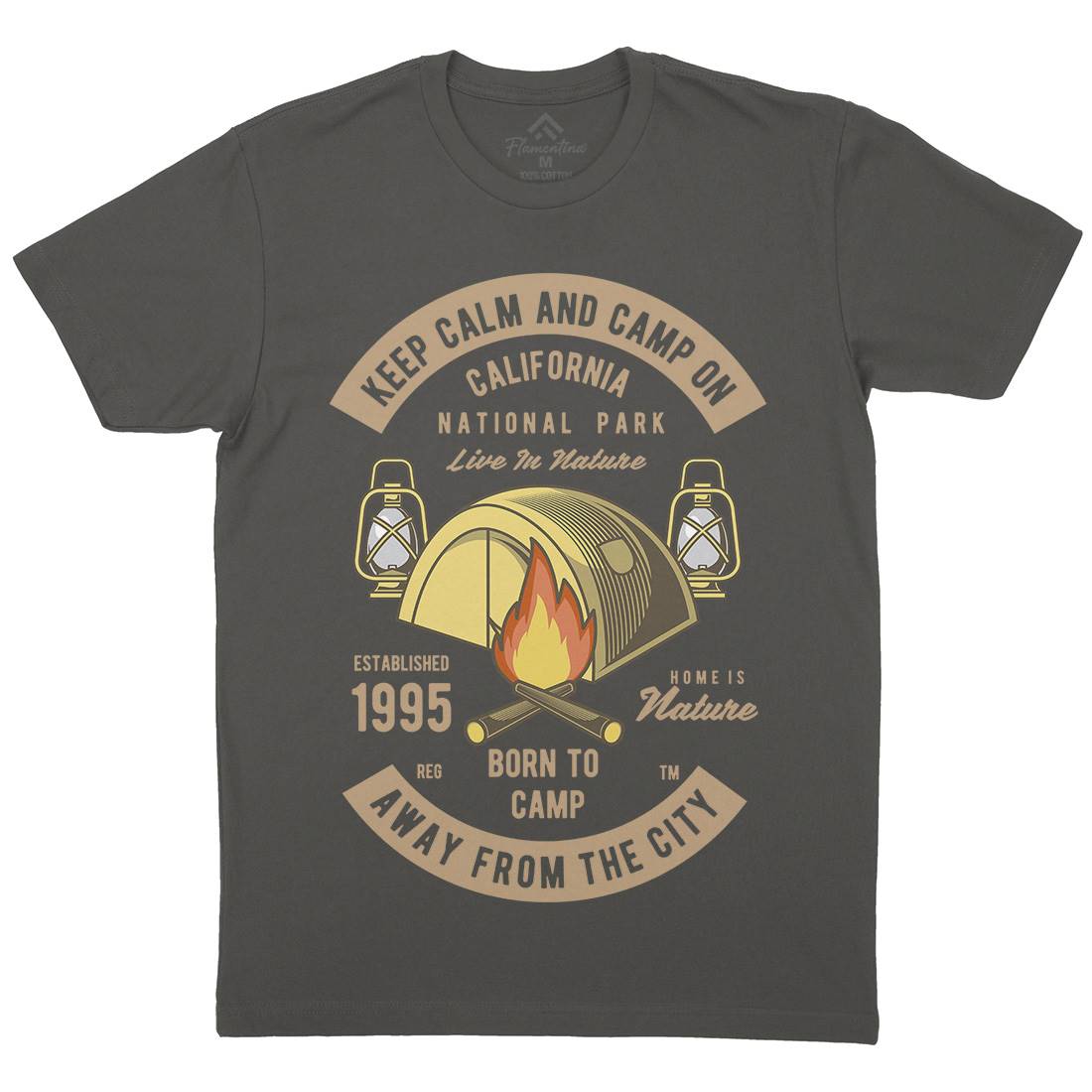 Keep Calm And Camp Mens Crew Neck T-Shirt Nature C383