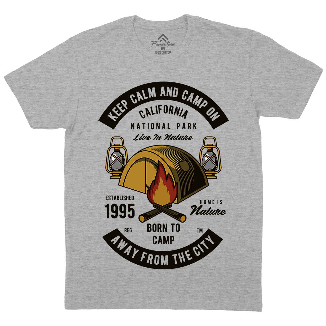 Keep Calm And Camp Mens Crew Neck T-Shirt Nature C383