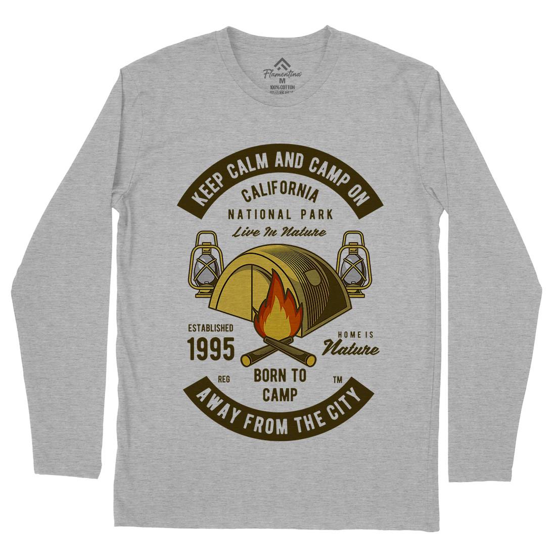 Keep Calm And Camp Mens Long Sleeve T-Shirt Nature C383