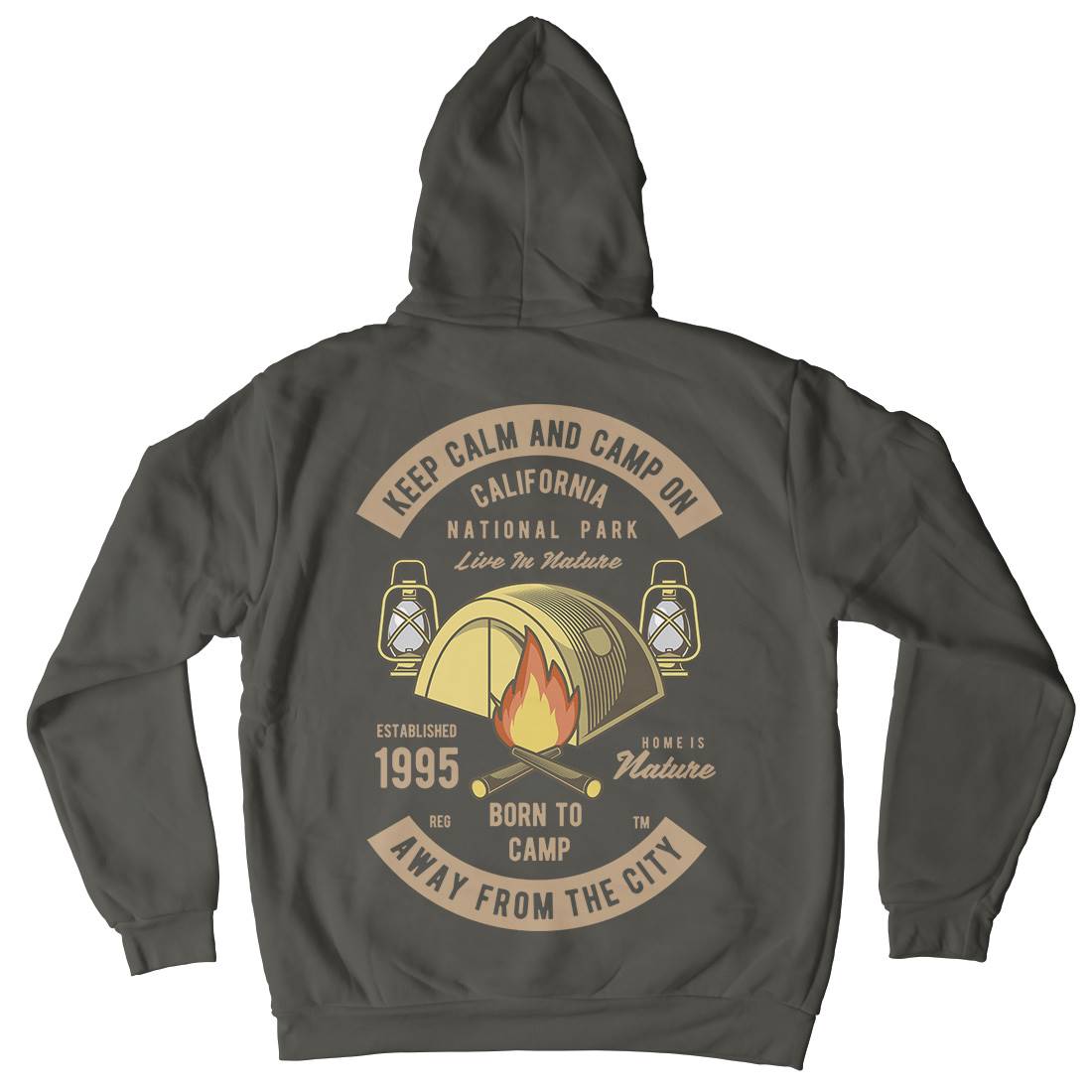 Keep Calm And Camp Mens Hoodie With Pocket Nature C383