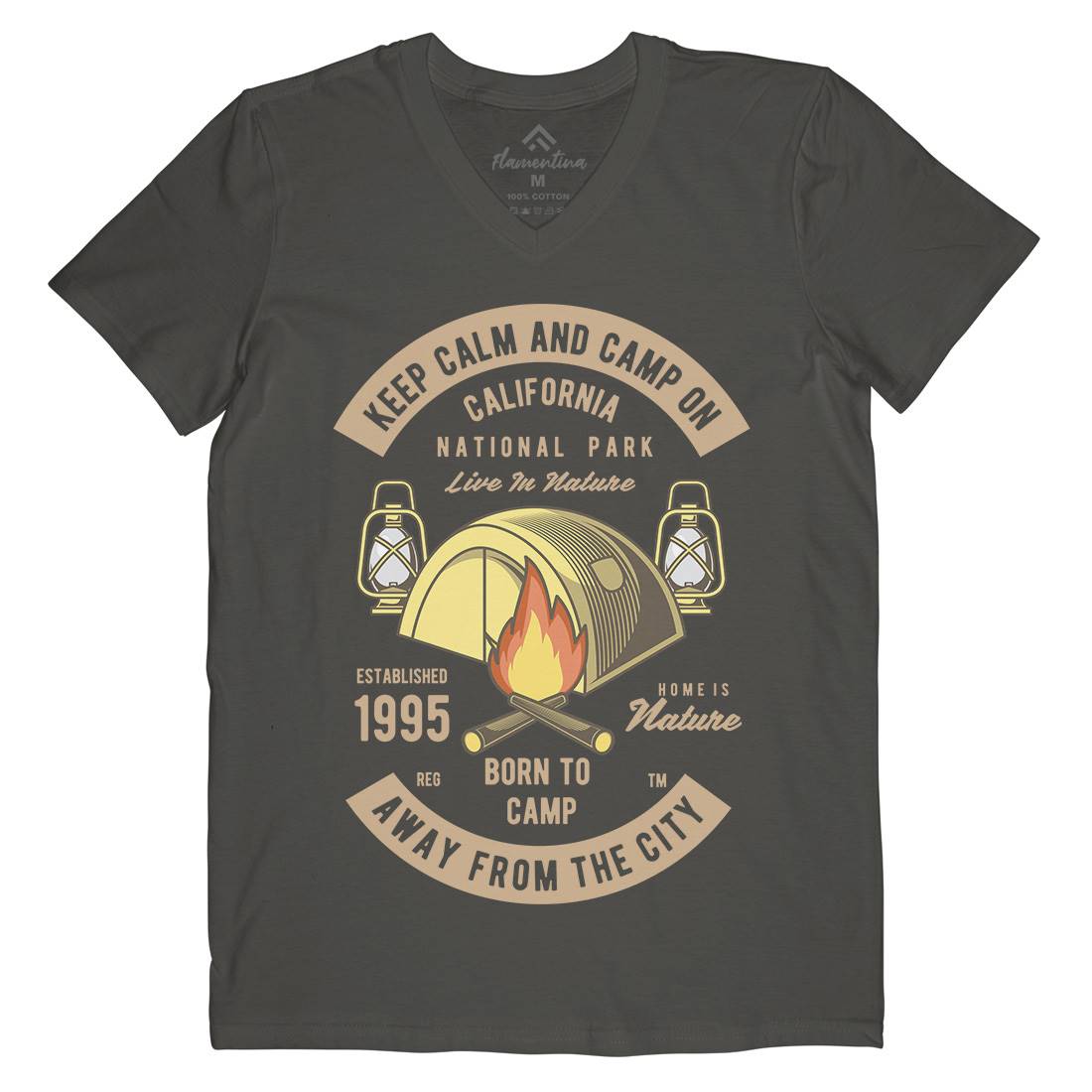Keep Calm And Camp Mens V-Neck T-Shirt Nature C383