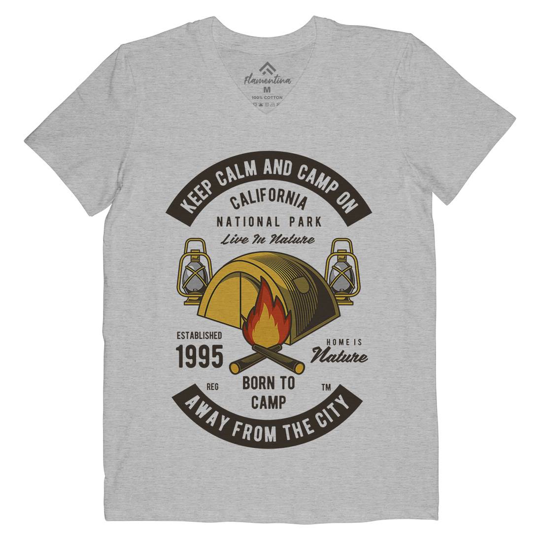 Keep Calm And Camp Mens V-Neck T-Shirt Nature C383