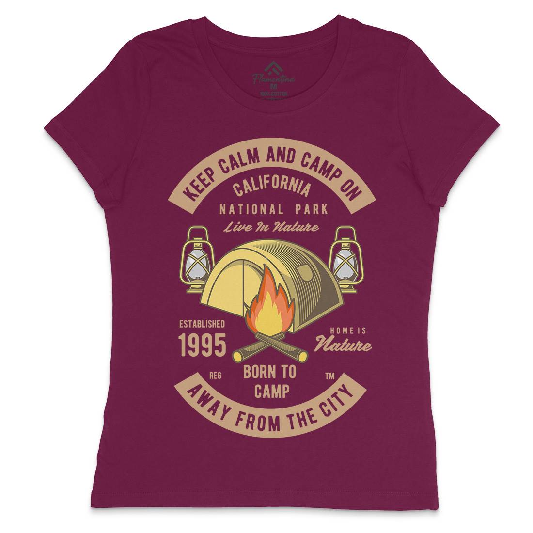 Keep Calm And Camp Womens Crew Neck T-Shirt Nature C383