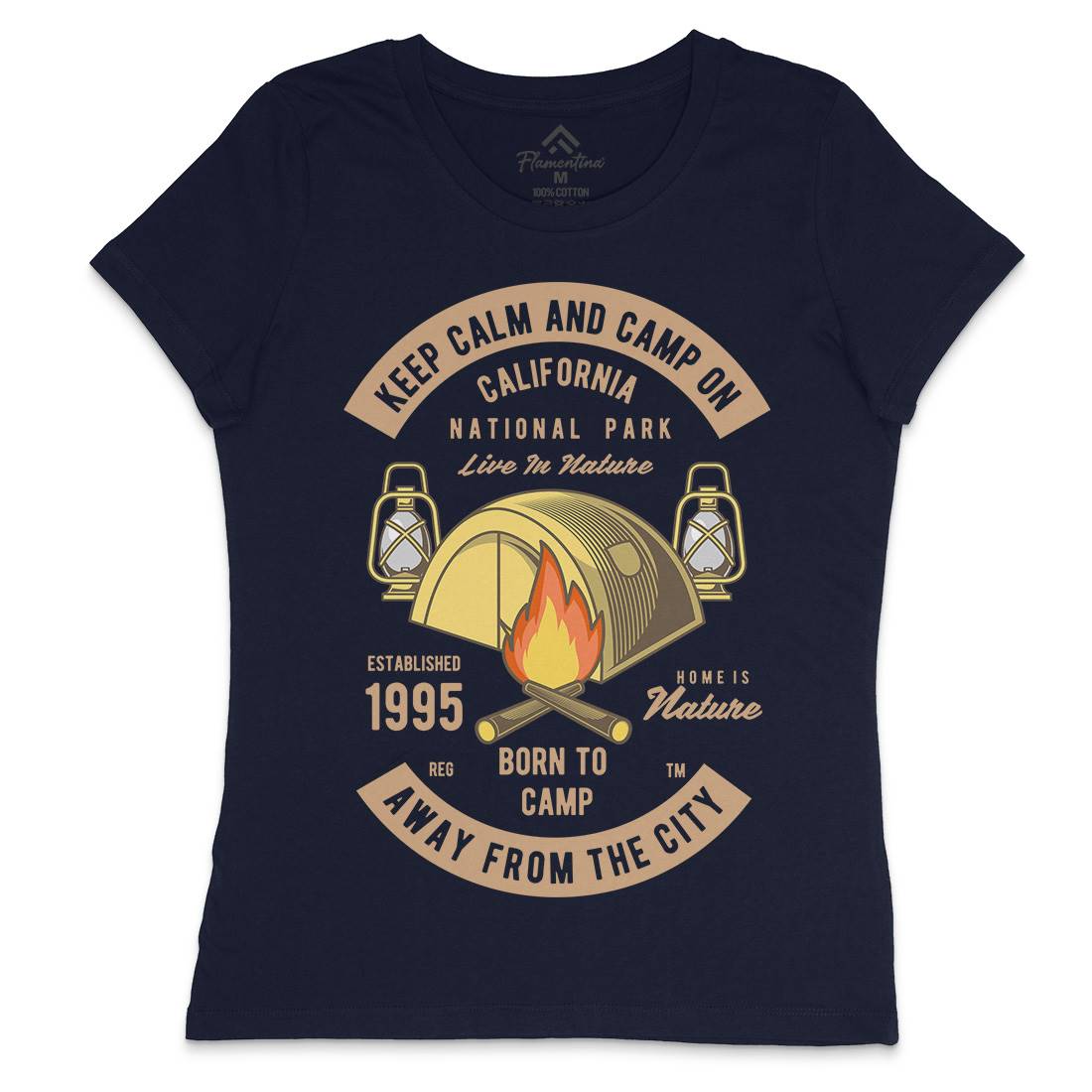 Keep Calm And Camp Womens Crew Neck T-Shirt Nature C383