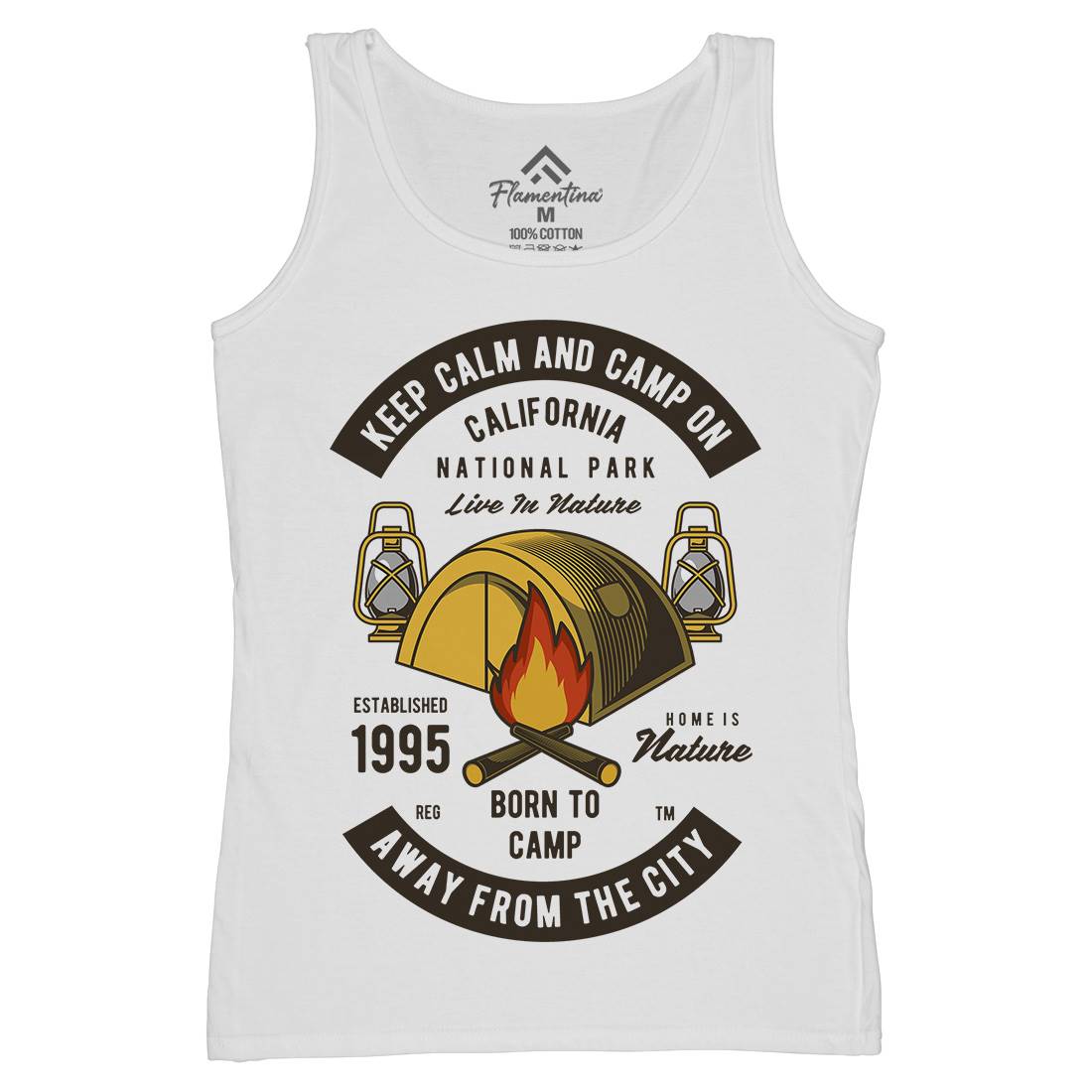 Keep Calm And Camp Womens Organic Tank Top Vest Nature C383