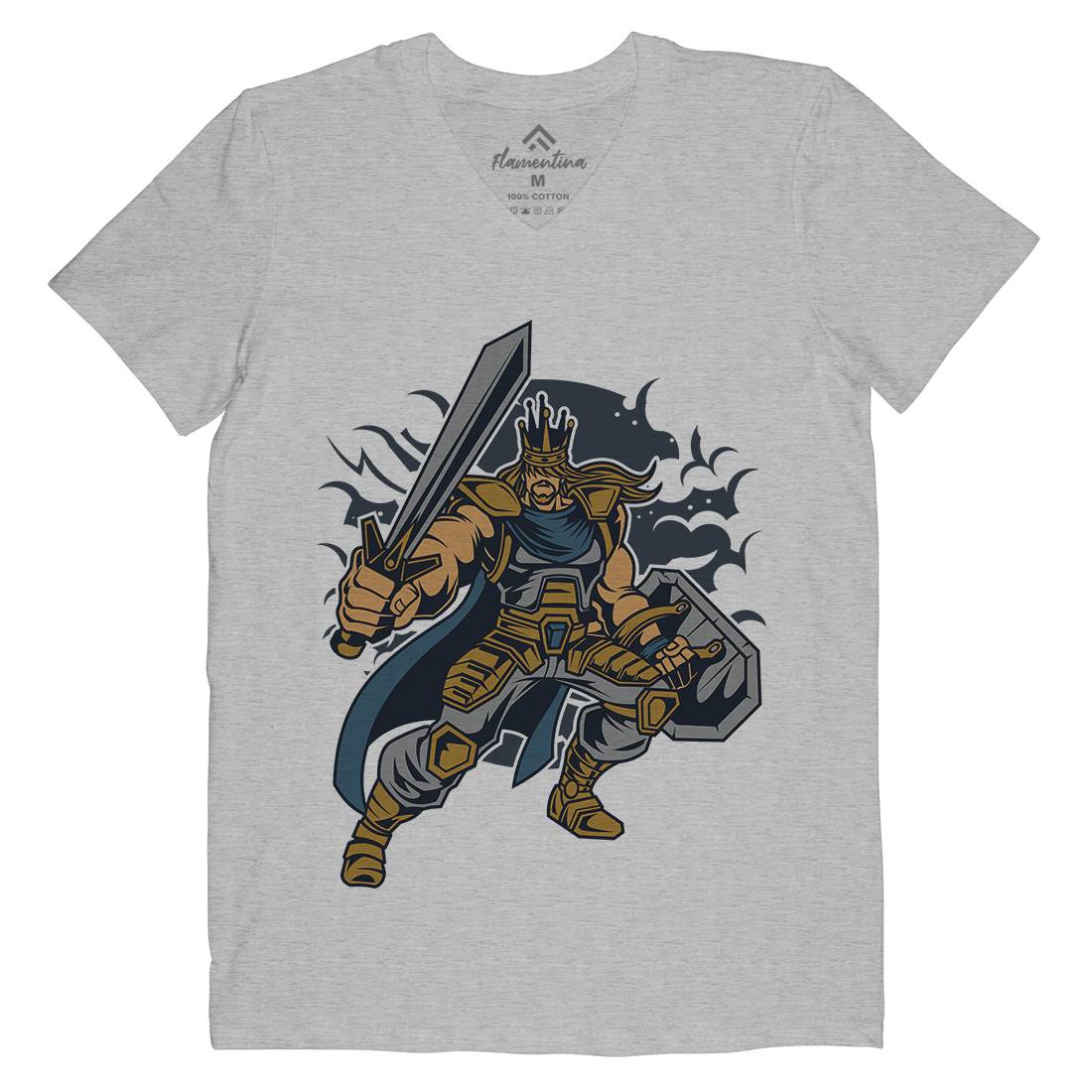 King Of Battle Mens Organic V-Neck T-Shirt Warriors C384
