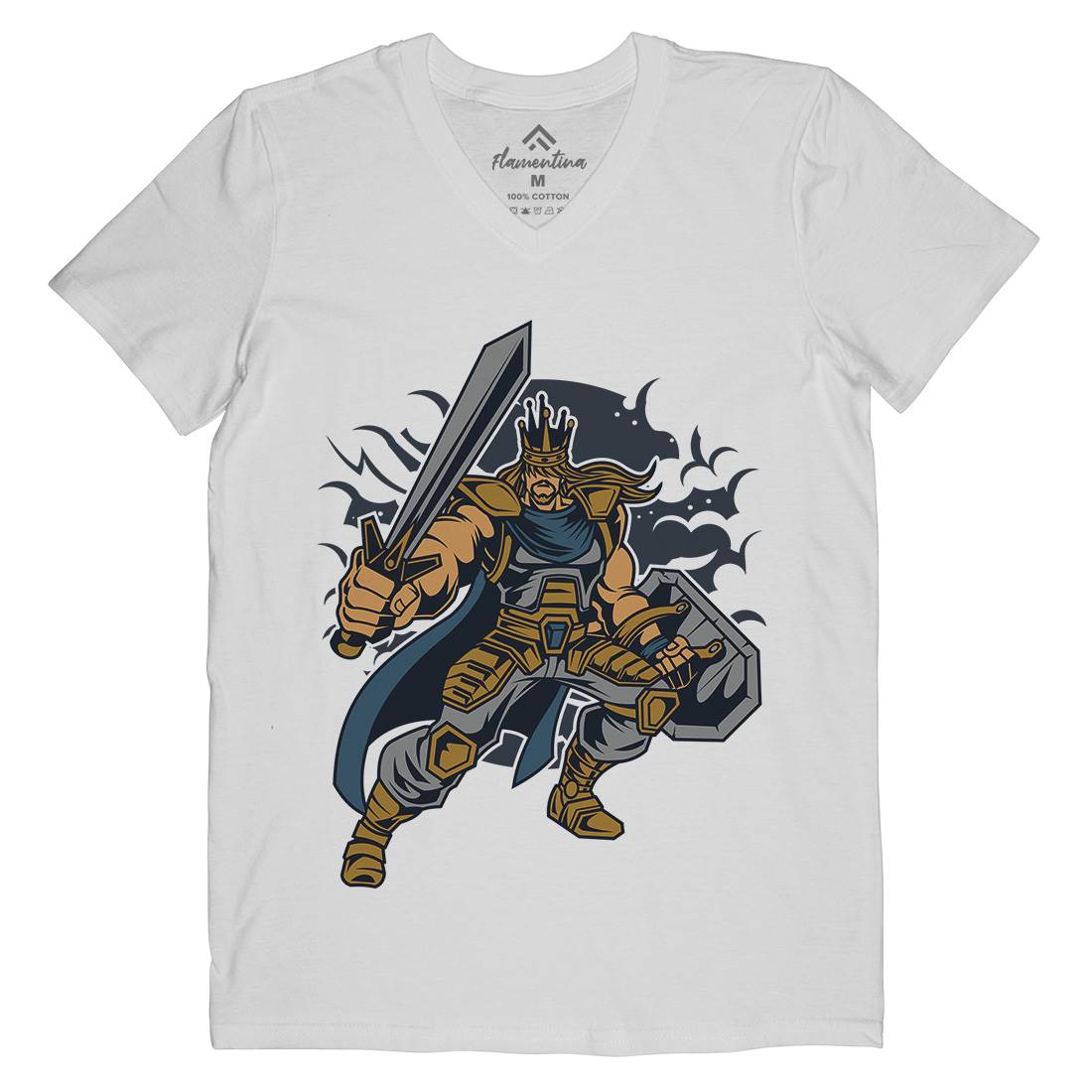 King Of Battle Mens Organic V-Neck T-Shirt Warriors C384