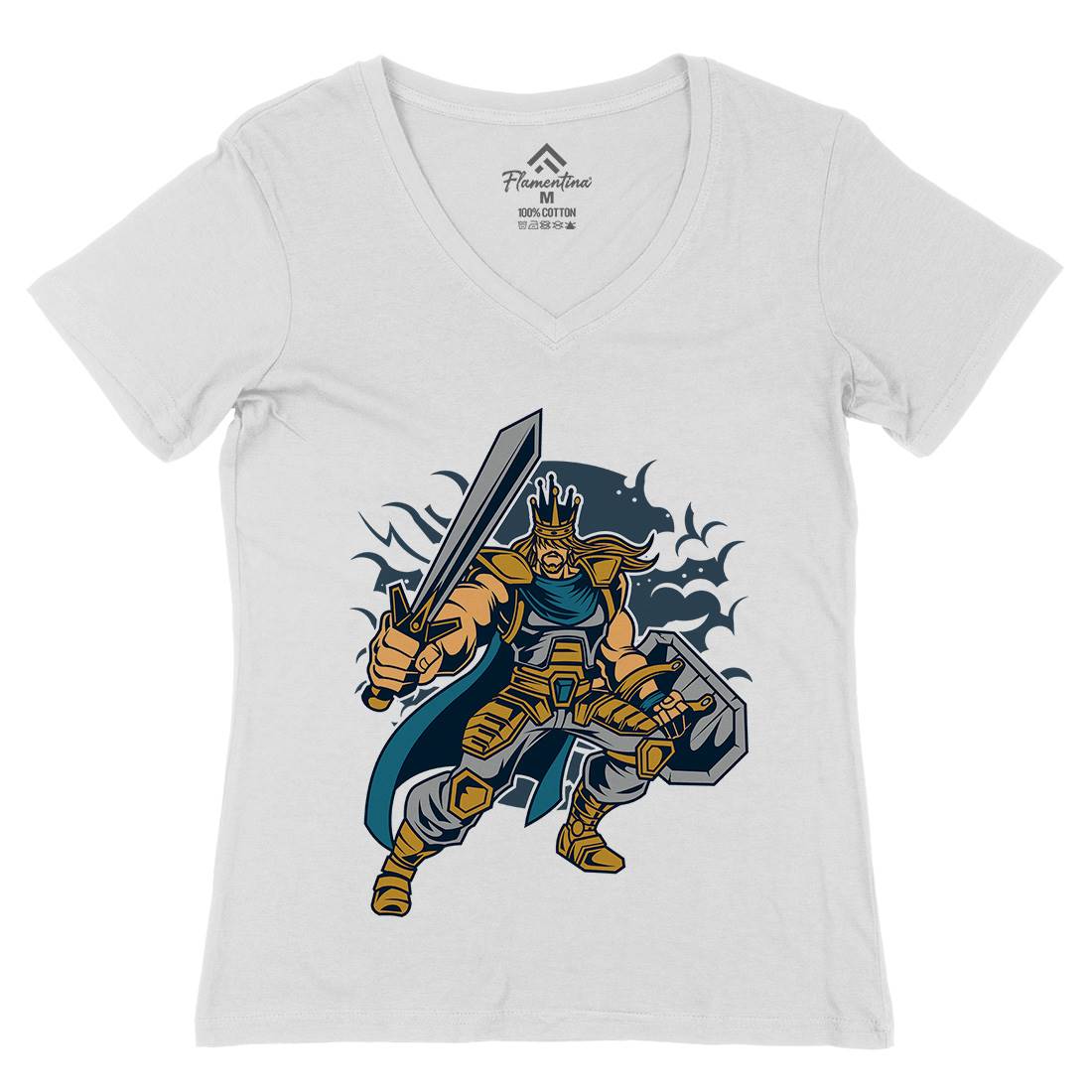 King Of Battle Womens Organic V-Neck T-Shirt Warriors C384