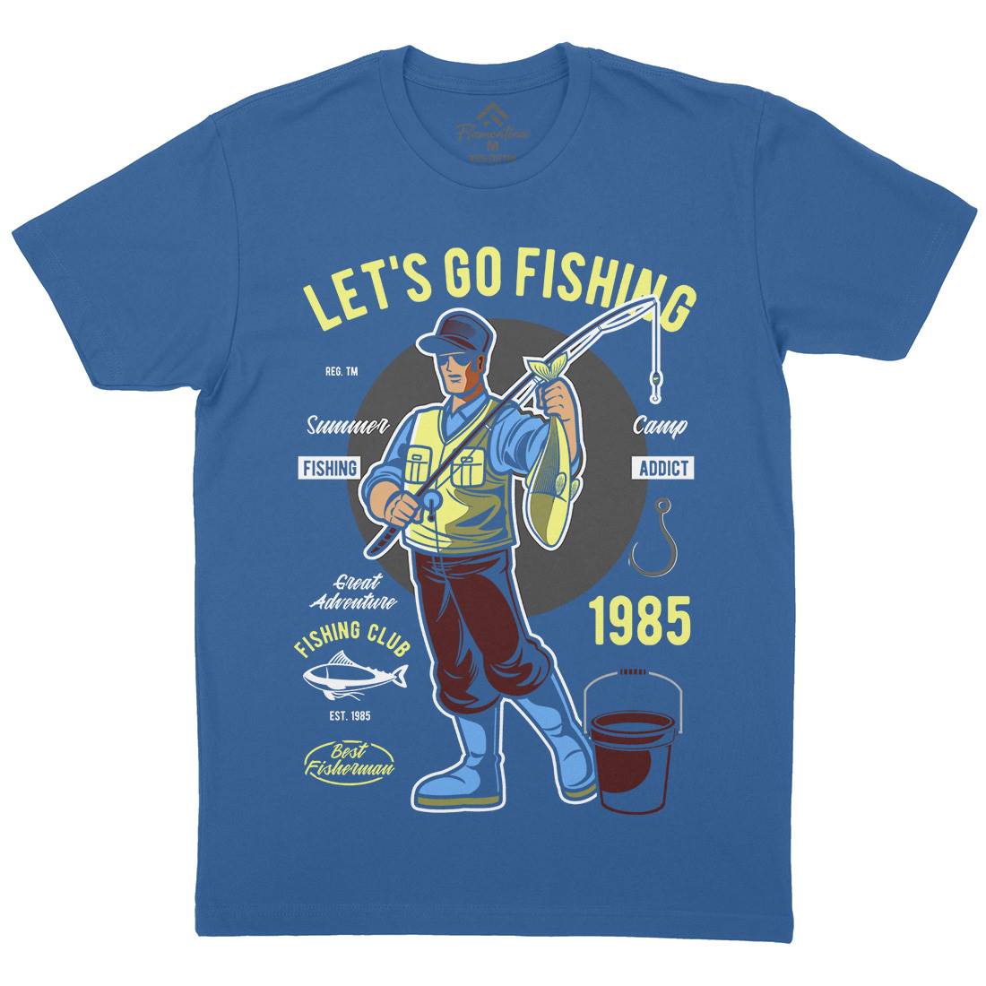 Lets Go Mens Organic Crew Neck T-Shirt Fishing C385