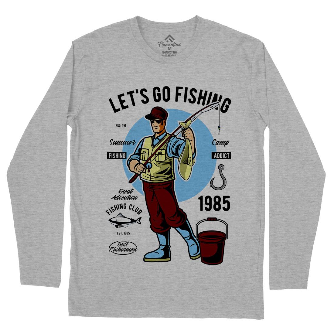 Lets Go Mens Long Sleeve T-Shirt Fishing C385