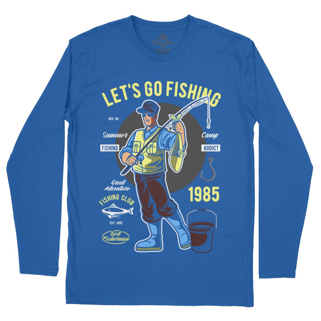 Lets Go Mens Long Sleeve T-Shirt Fishing C385