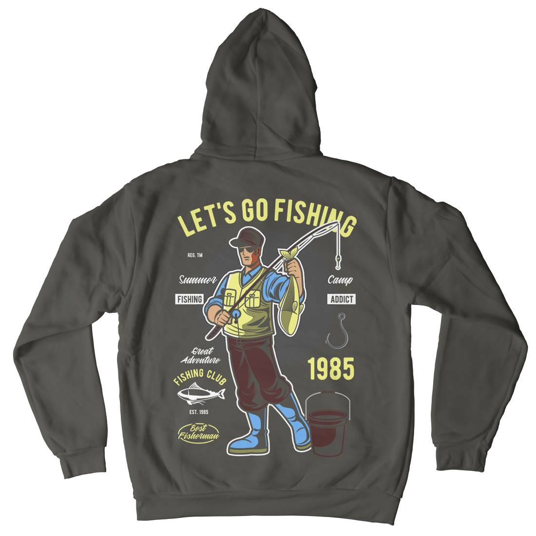 Lets Go Mens Hoodie With Pocket Fishing C385