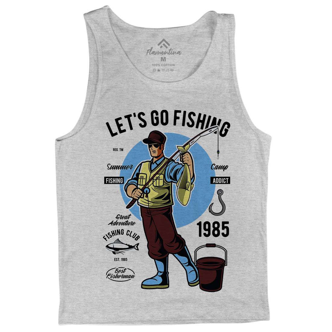 Lets Go Mens Tank Top Vest Fishing C385