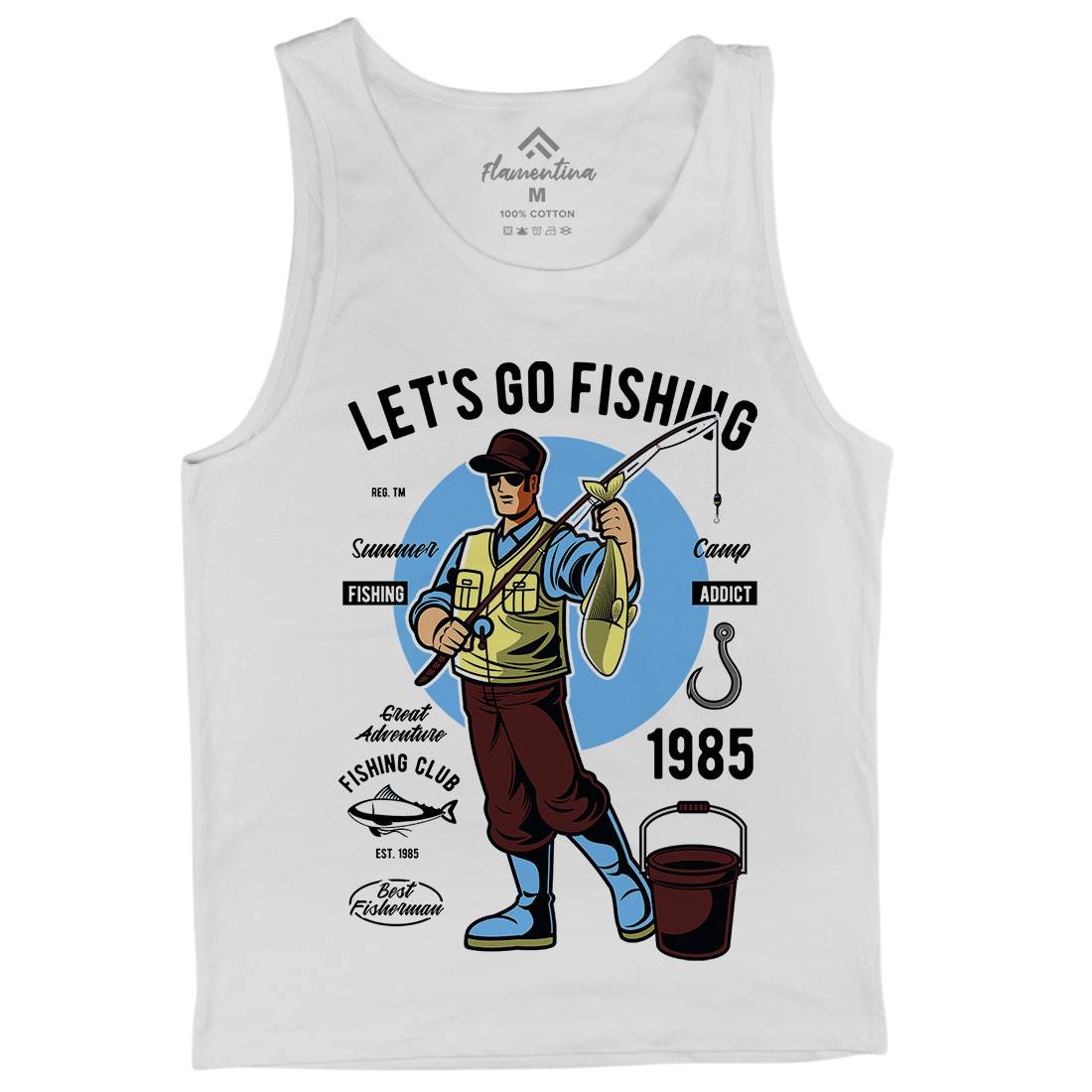 Lets Go Mens Tank Top Vest Fishing C385