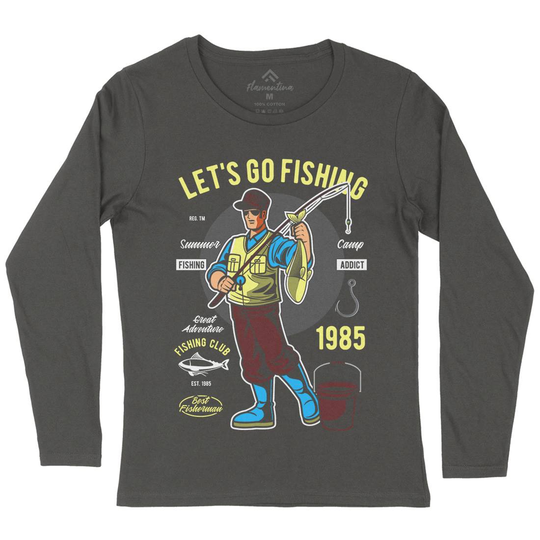 Lets Go Womens Long Sleeve T-Shirt Fishing C385