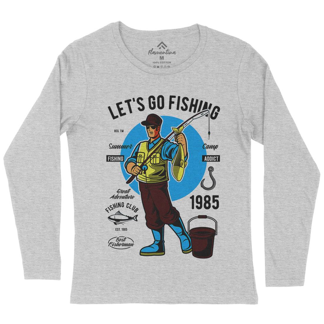 Lets Go Womens Long Sleeve T-Shirt Fishing C385