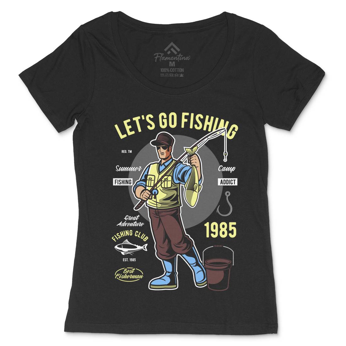 Lets Go Womens Scoop Neck T-Shirt Fishing C385