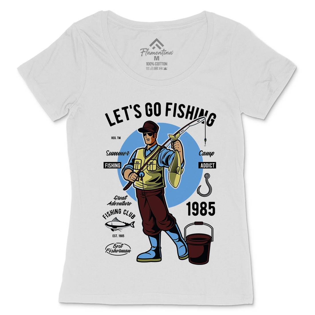 Lets Go Womens Scoop Neck T-Shirt Fishing C385