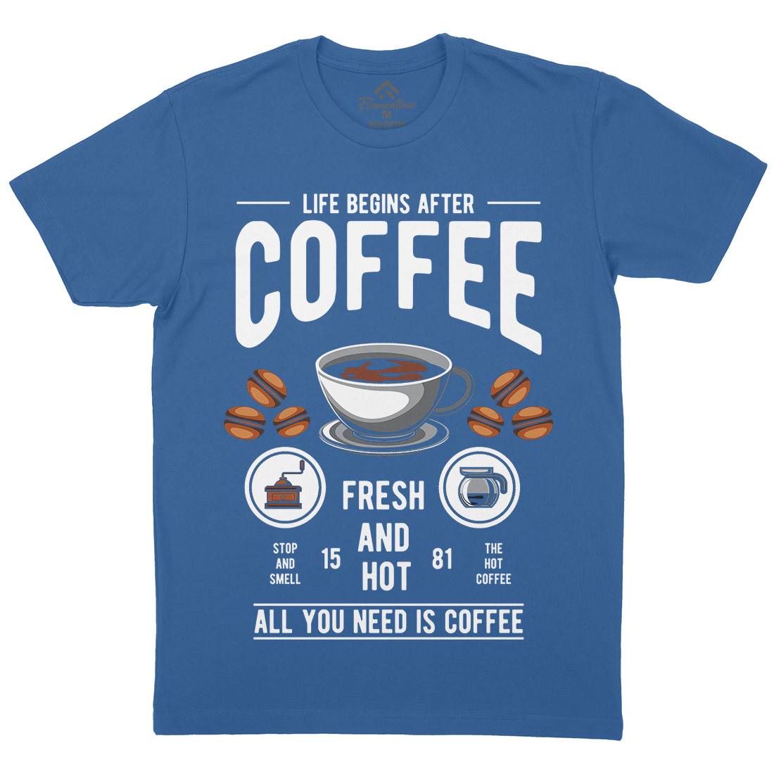 Life Begins After Coffee Mens Crew Neck T-Shirt Drinks C386