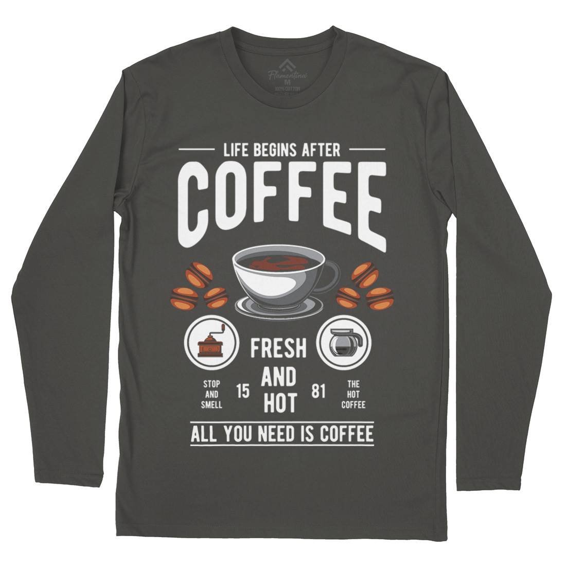 Life Begins After Coffee Mens Long Sleeve T-Shirt Drinks C386