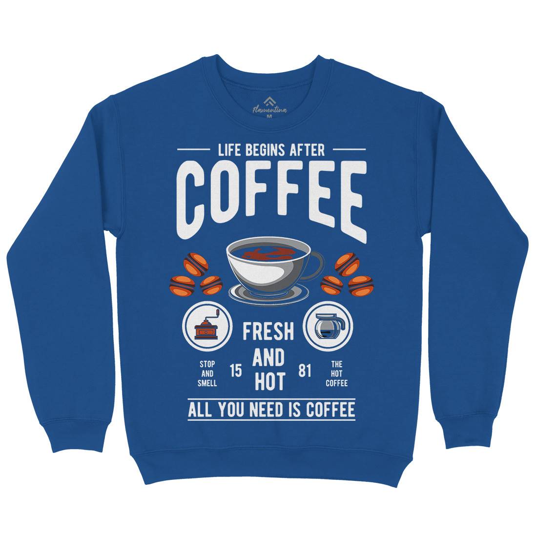 Life Begins After Coffee Kids Crew Neck Sweatshirt Drinks C386