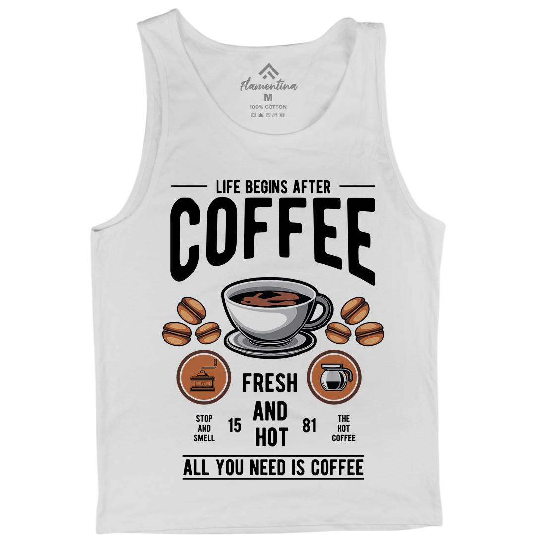 Life Begins After Coffee Mens Tank Top Vest Drinks C386
