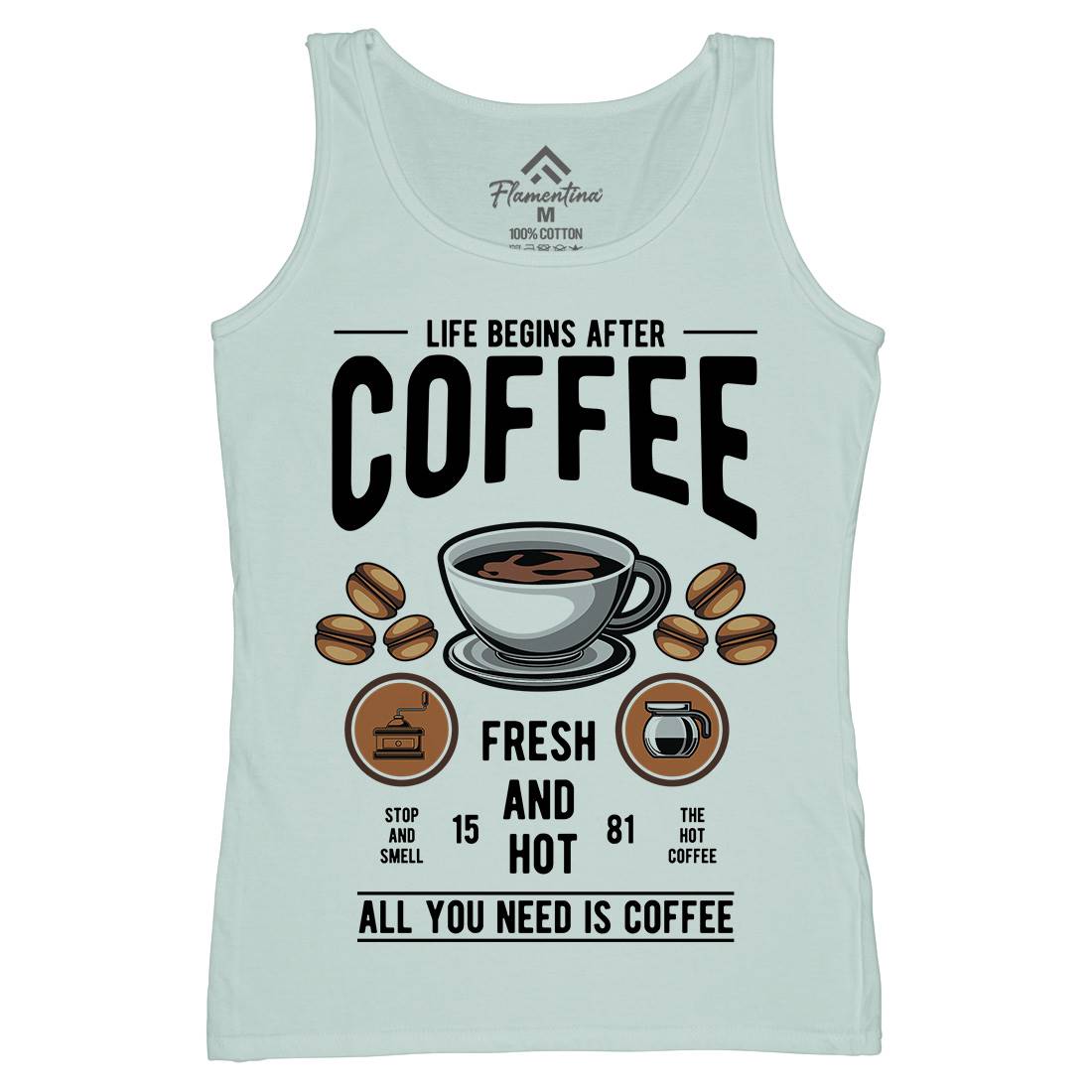 Life Begins After Coffee Womens Organic Tank Top Vest Drinks C386