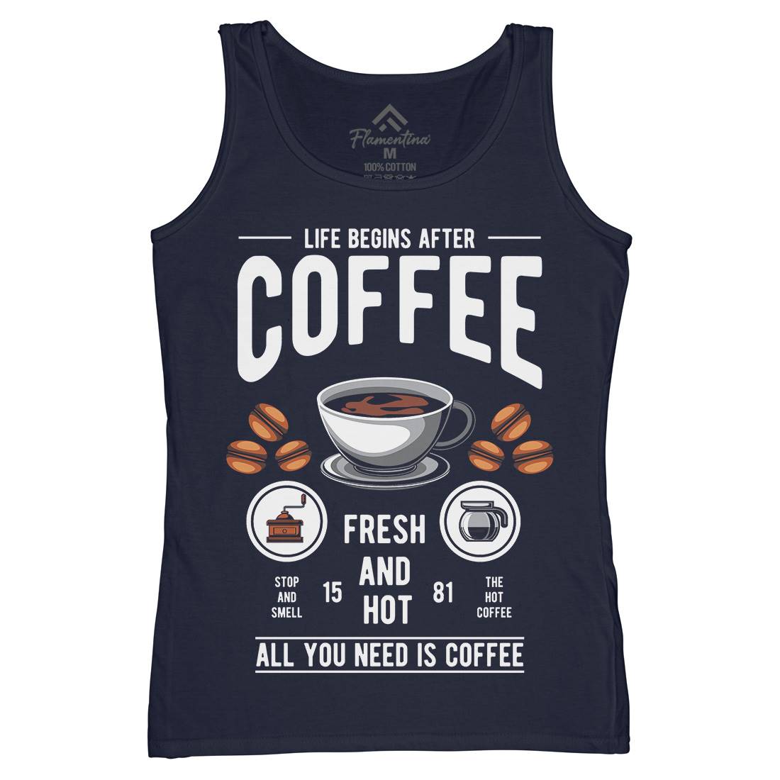 Life Begins After Coffee Womens Organic Tank Top Vest Drinks C386