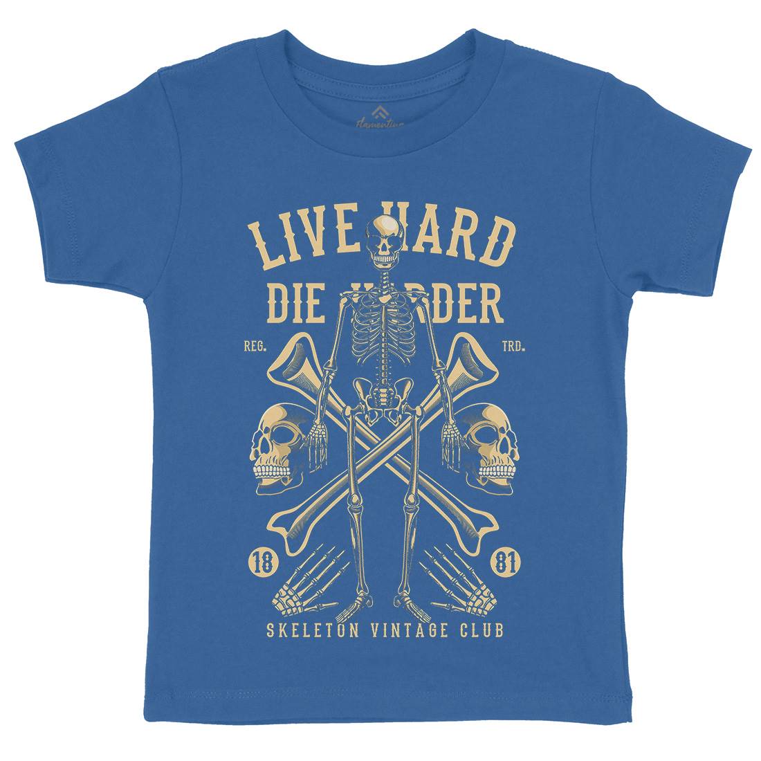 Live Hard Die Harder Kids Organic Crew Neck T-Shirt Retro C387