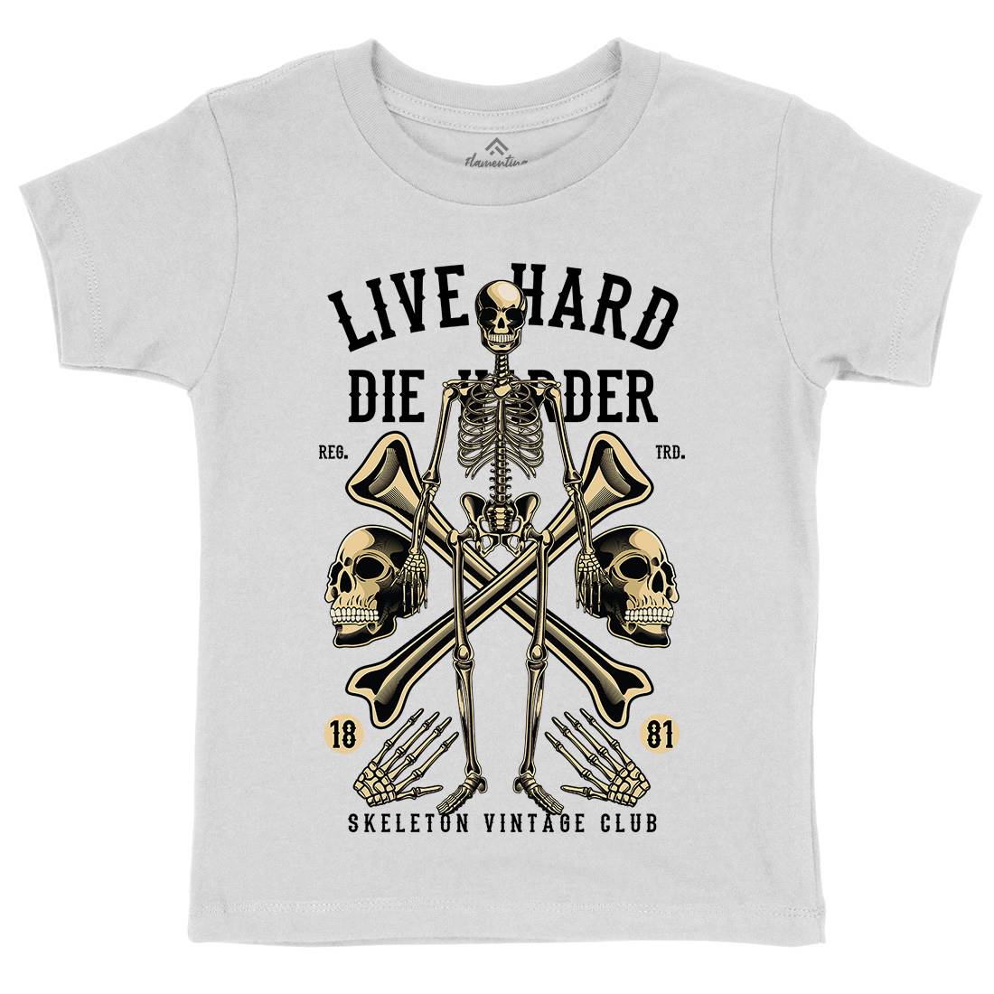 Live Hard Die Harder Kids Crew Neck T-Shirt Retro C387