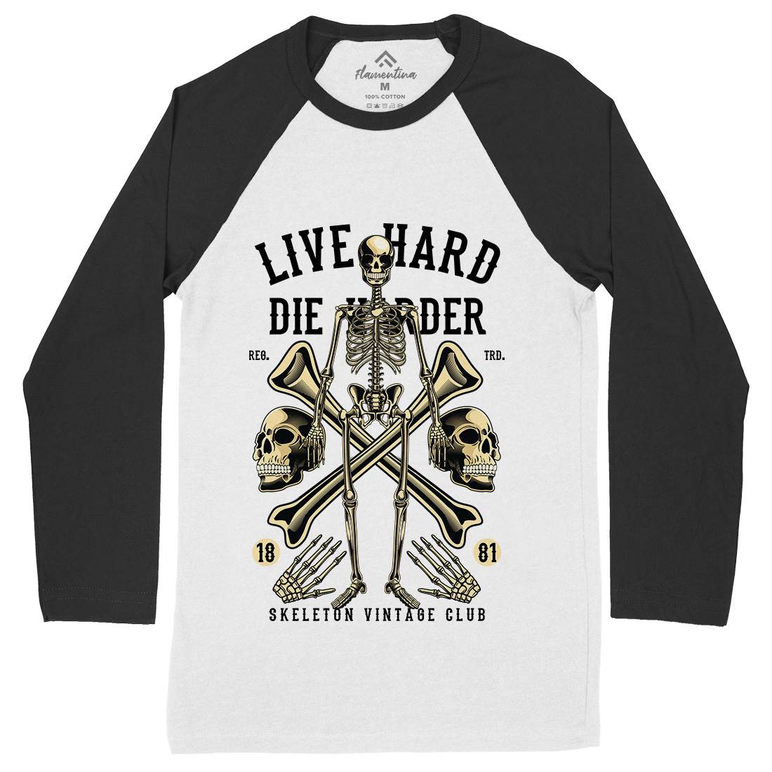 Live Hard Die Harder Mens Long Sleeve Baseball T-Shirt Retro C387