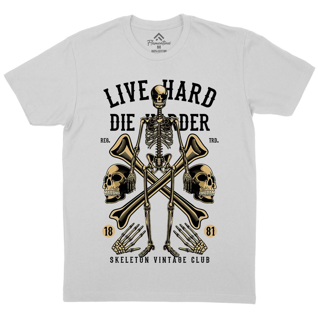 Live Hard Die Harder Mens Crew Neck T-Shirt Retro C387