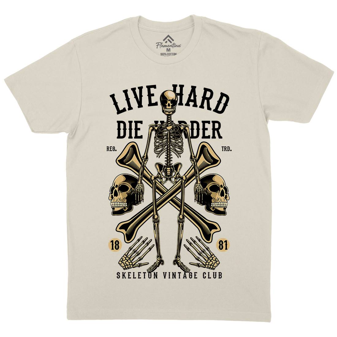 Live Hard Die Harder Mens Organic Crew Neck T-Shirt Retro C387