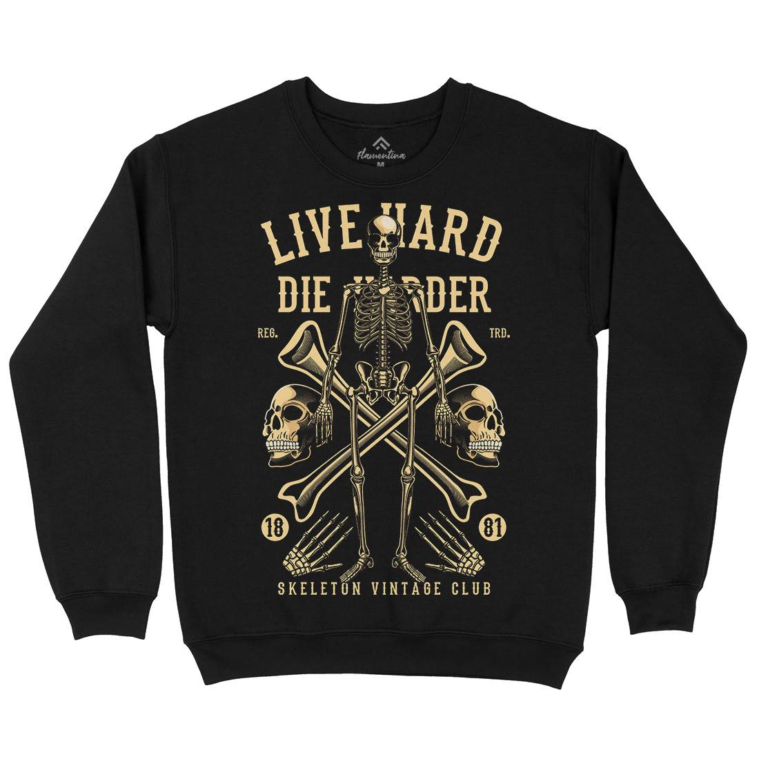 Live Hard Die Harder Mens Crew Neck Sweatshirt Retro C387
