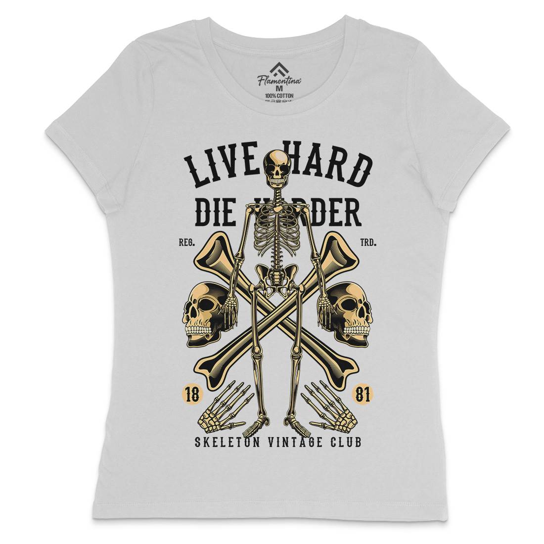 Live Hard Die Harder Womens Crew Neck T-Shirt Retro C387