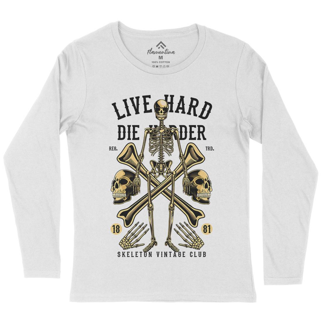Live Hard Die Harder Womens Long Sleeve T-Shirt Retro C387