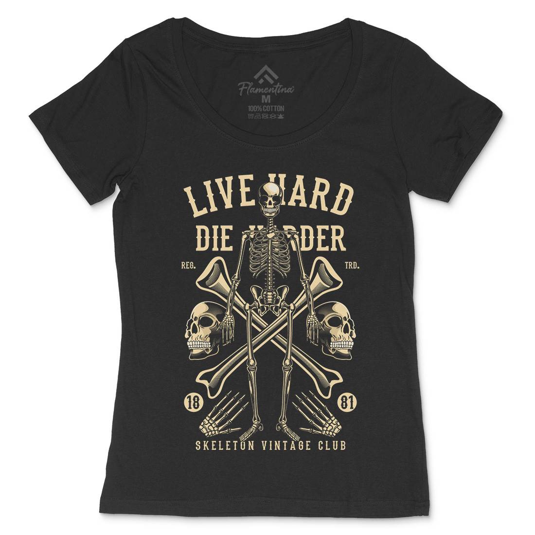Live Hard Die Harder Womens Scoop Neck T-Shirt Retro C387