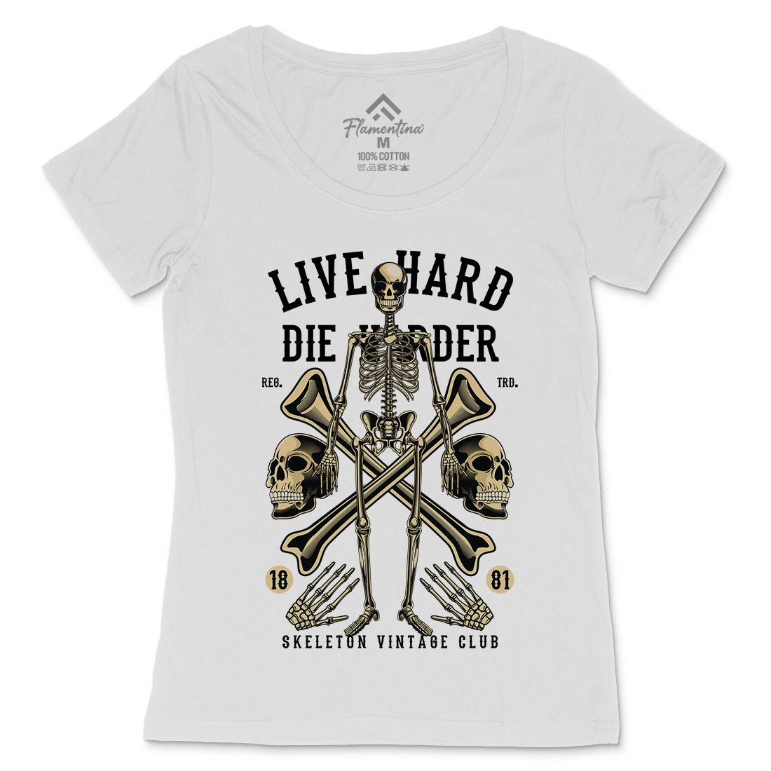 Live Hard Die Harder Womens Scoop Neck T-Shirt Retro C387