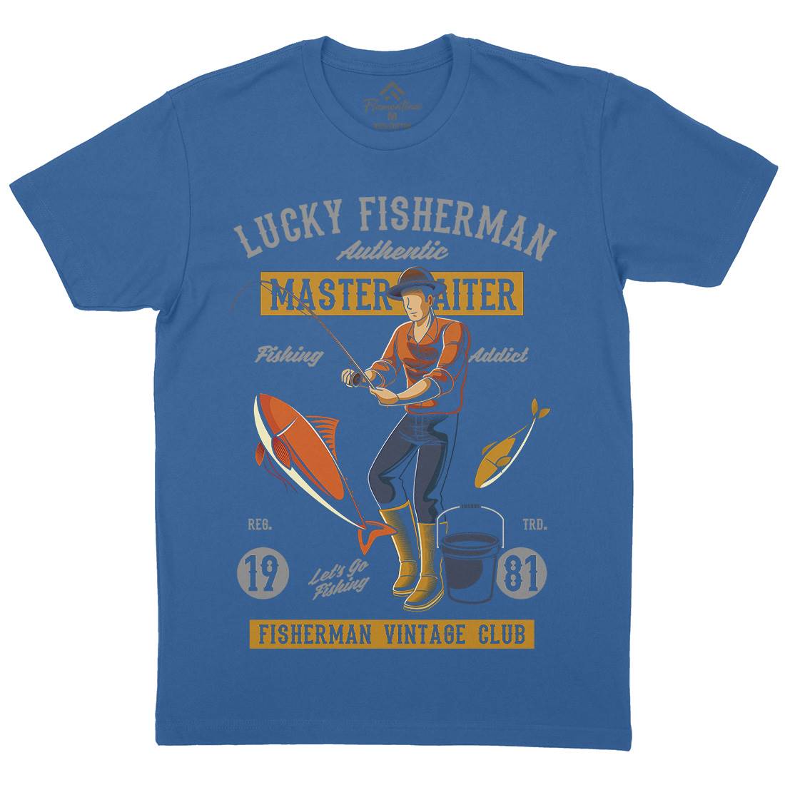 Lucky Fisherman Mens Crew Neck T-Shirt Fishing C388