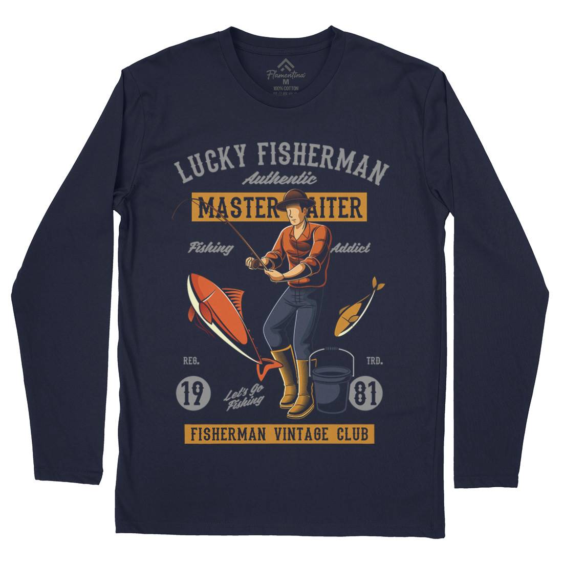 Lucky Fisherman Mens Long Sleeve T-Shirt Fishing C388