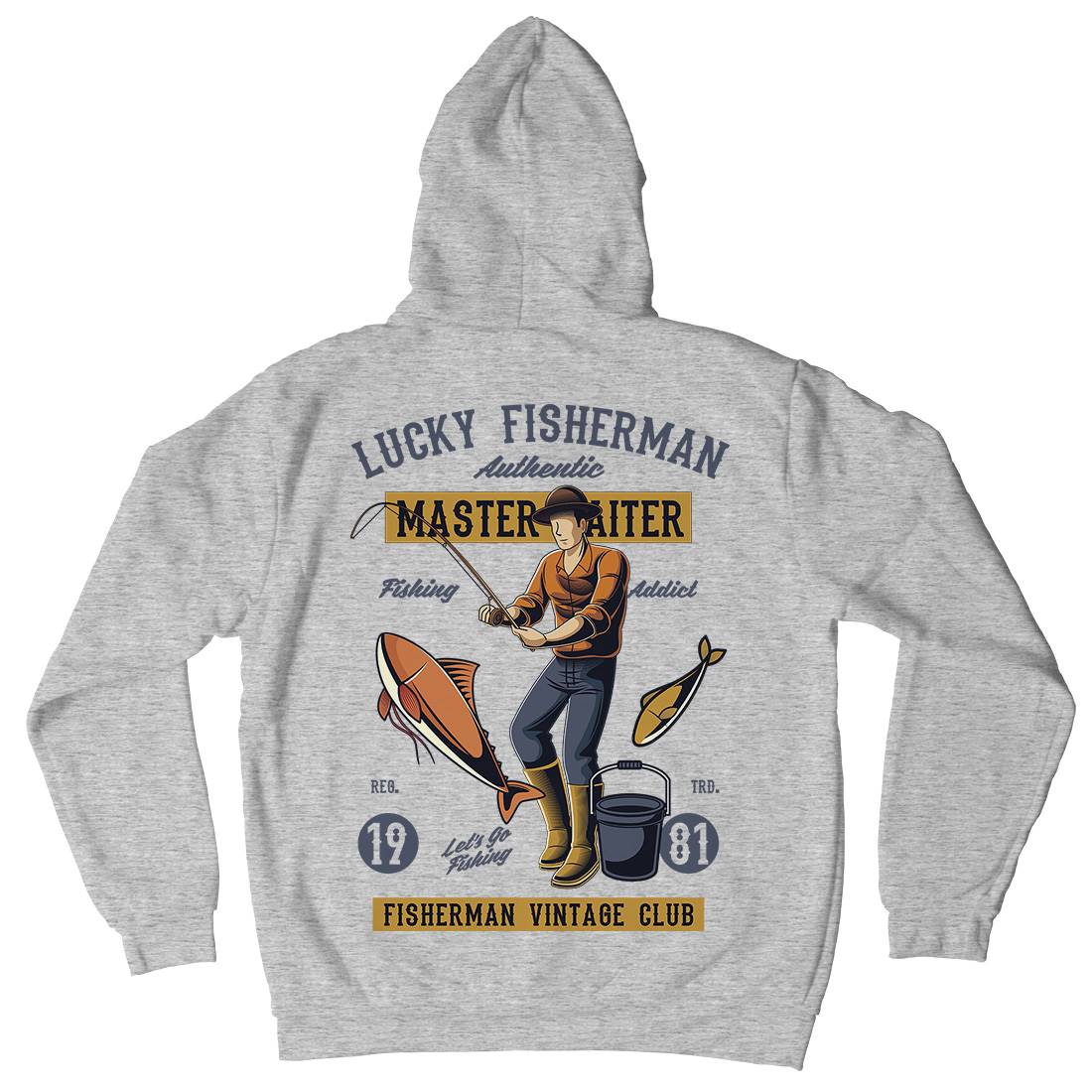 Lucky Fisherman Mens Hoodie With Pocket Fishing C388
