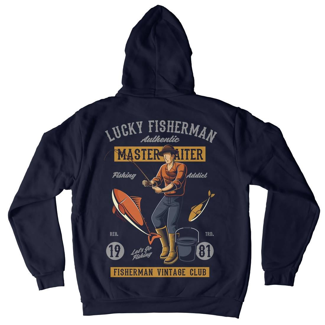 Lucky Fisherman Mens Hoodie With Pocket Fishing C388