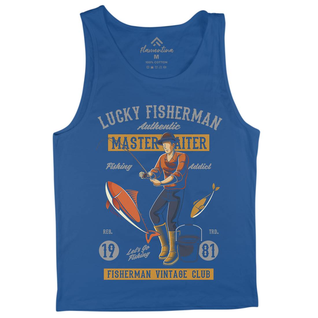 Lucky Fisherman Mens Tank Top Vest Fishing C388