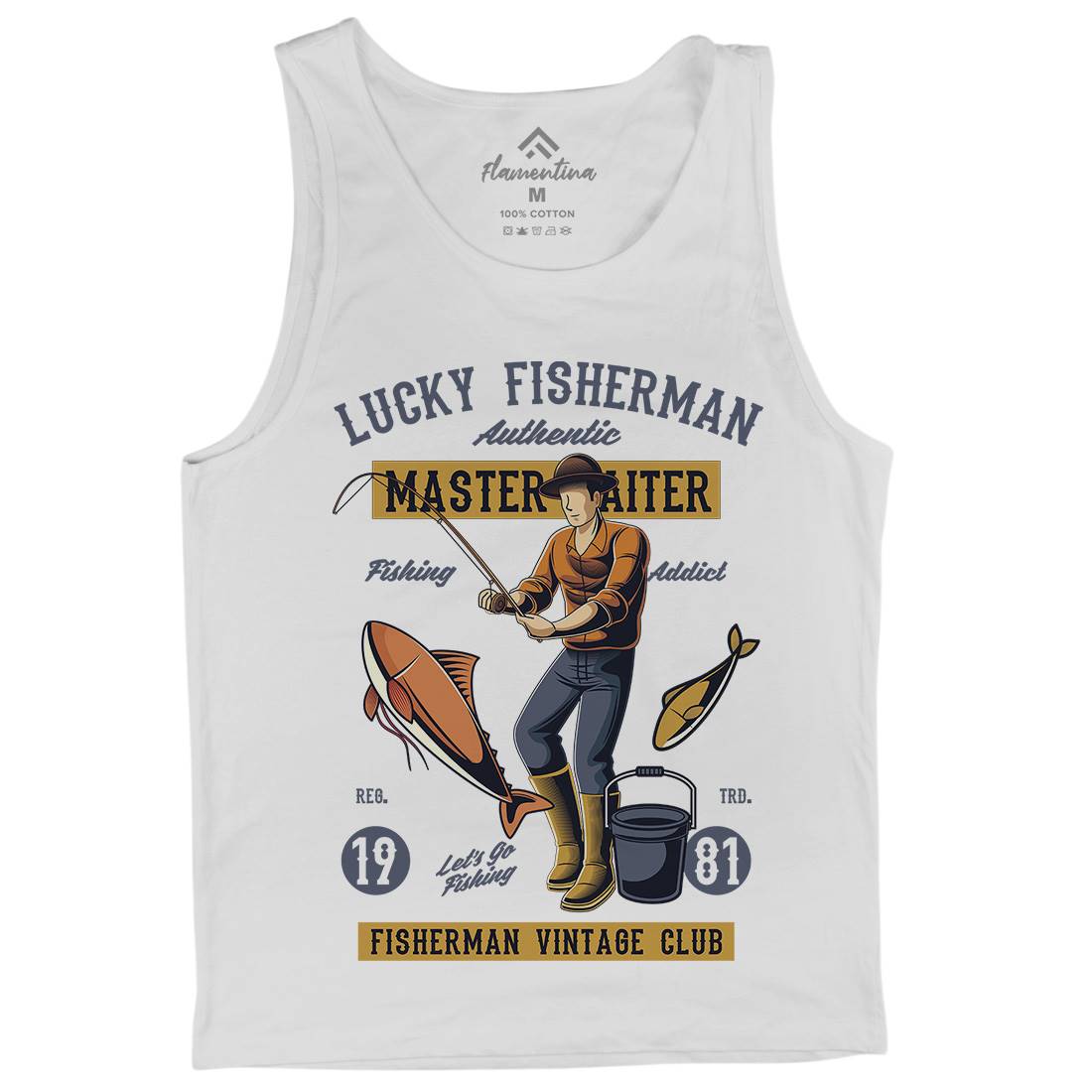 Lucky Fisherman Mens Tank Top Vest Fishing C388