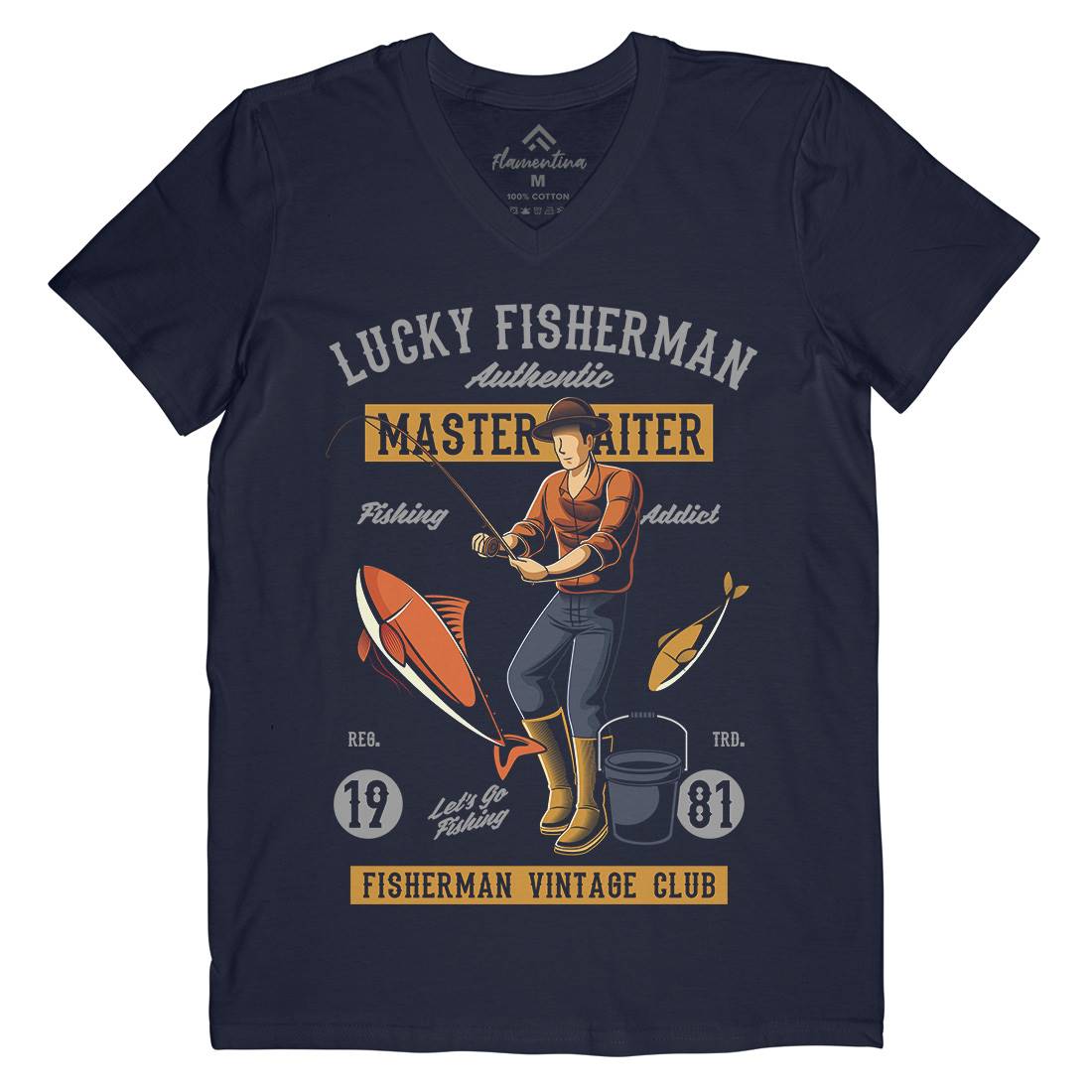 Lucky Fisherman Mens V-Neck T-Shirt Fishing C388
