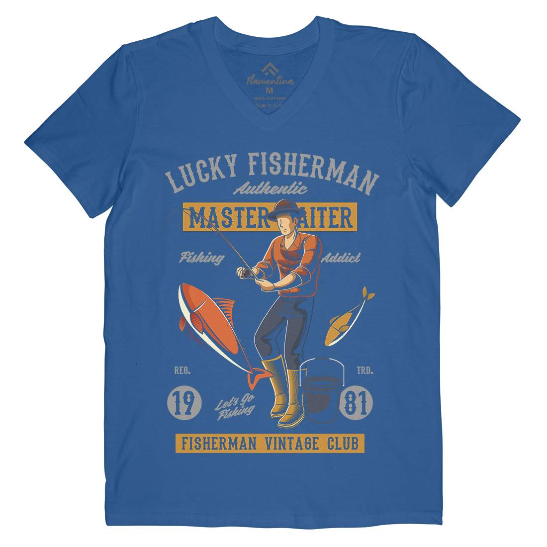 Lucky Fisherman Mens V-Neck T-Shirt Fishing C388