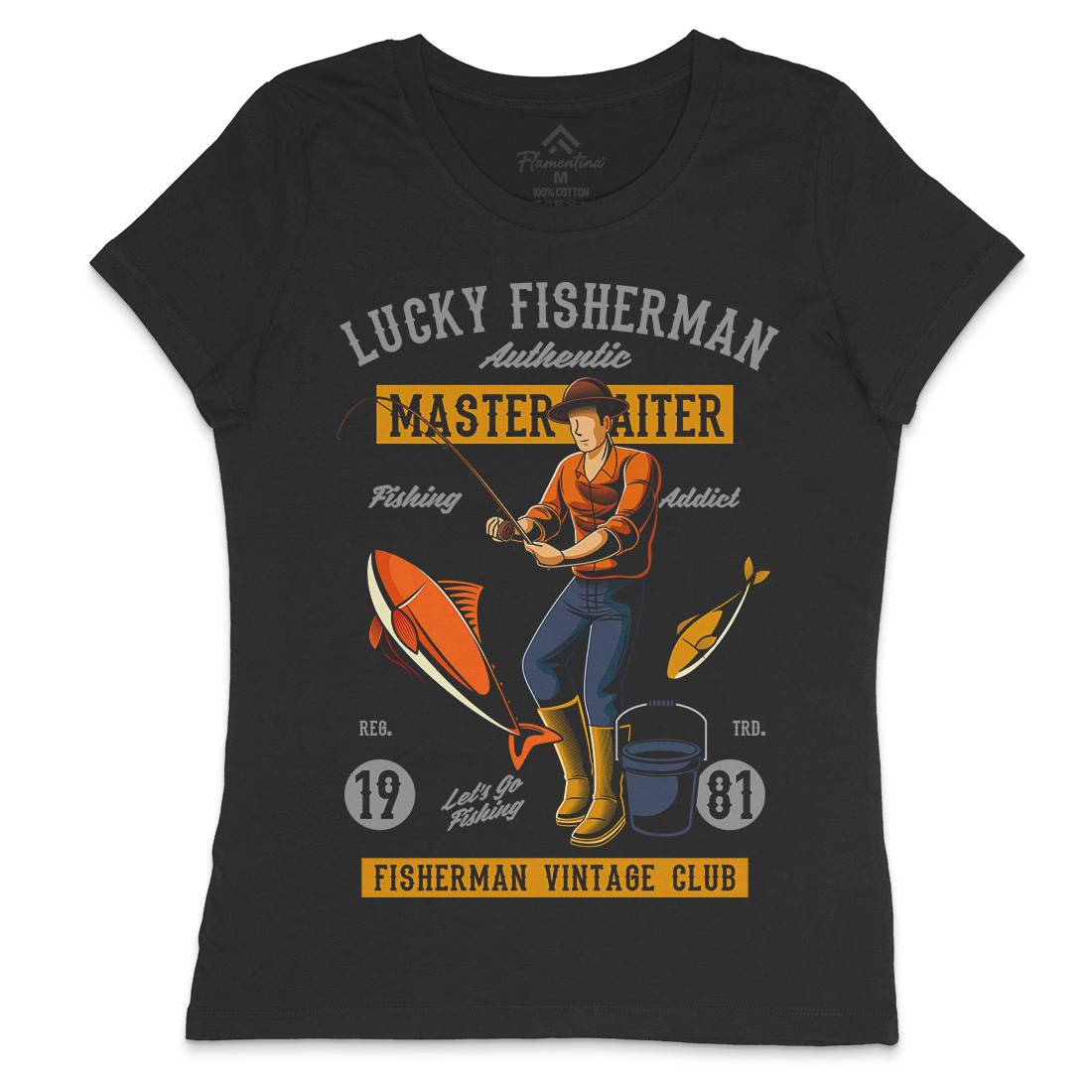 Lucky Fisherman Womens Crew Neck T-Shirt Fishing C388