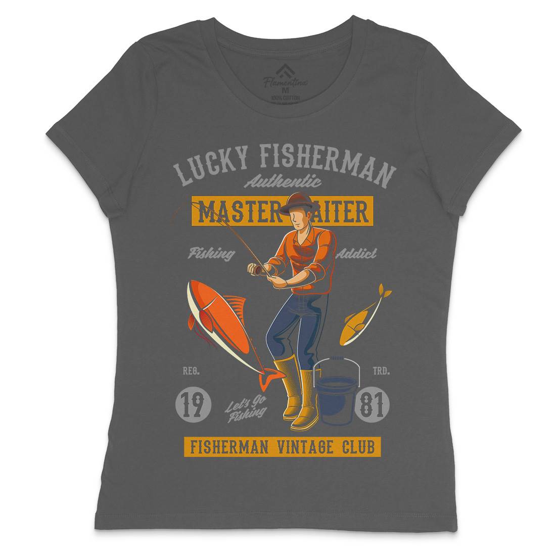 Lucky Fisherman Womens Crew Neck T-Shirt Fishing C388