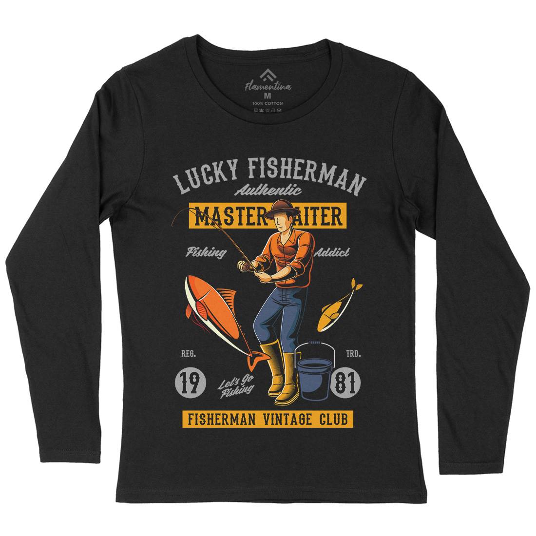 Lucky Fisherman Womens Long Sleeve T-Shirt Fishing C388